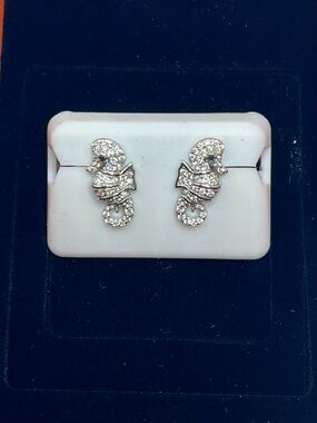 🆕 Sterling Silver & Moissanite Seahorse  Stud Earrings - $250 retail